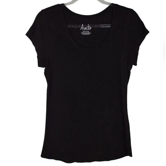 Aveto Black Scoop Neck Short Sleeve Top T-shirt size XL - Picture 3 of 12